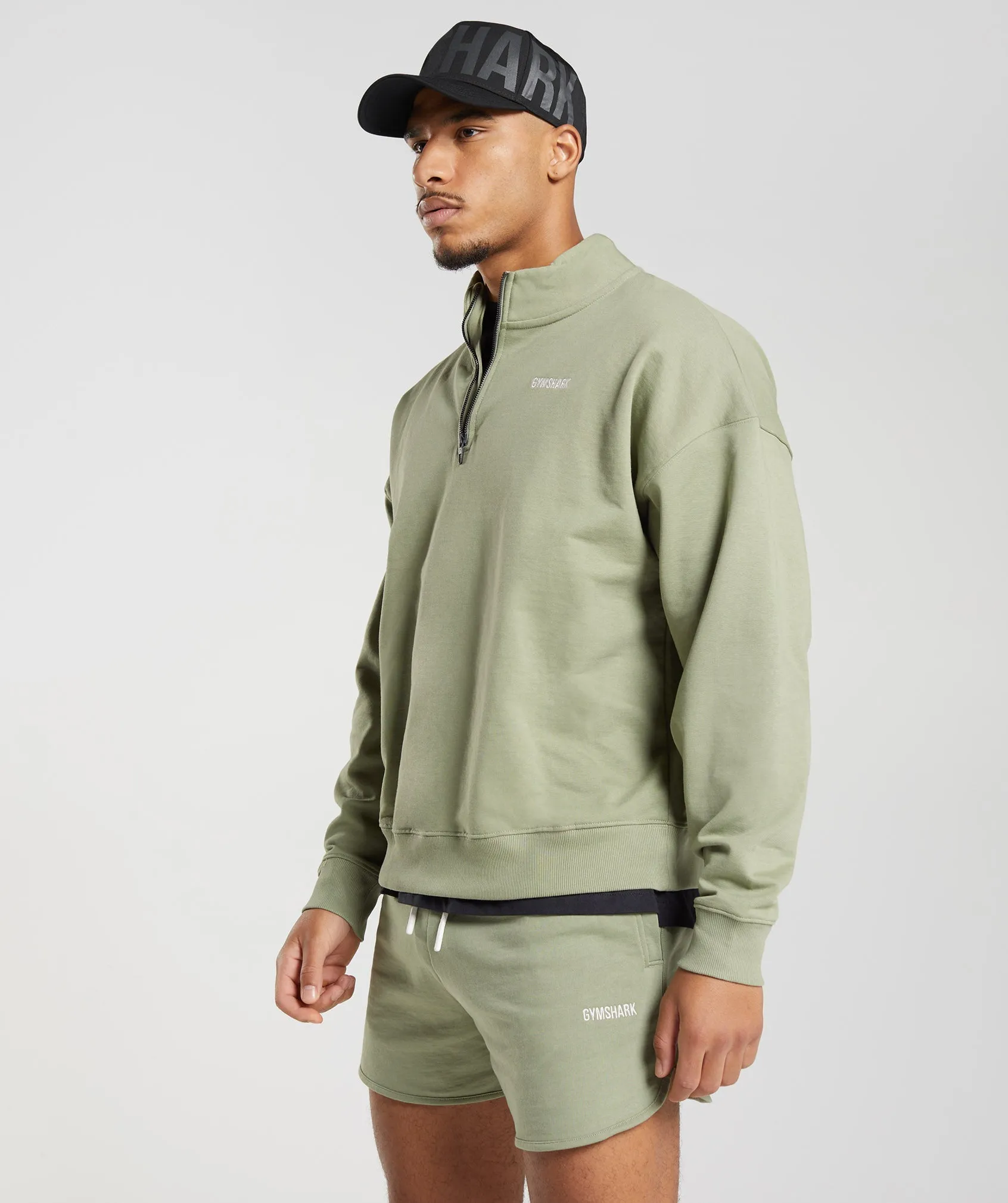 Gymshark Rest Day Sweats 1/4 Zip - Sage Green sold by Gymshark product image thumbnail 4