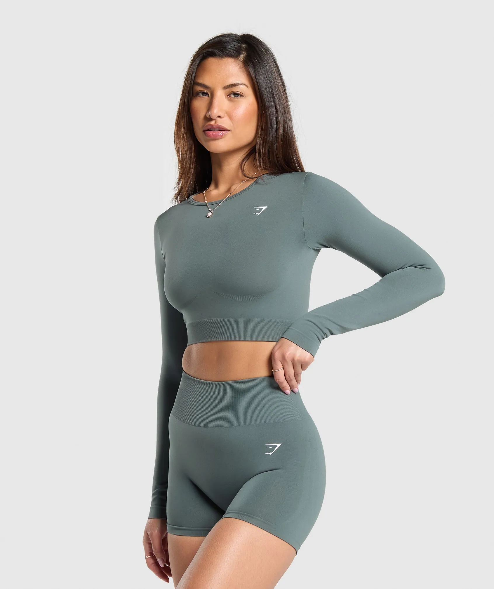 Gymshark Everyday Seamless Long Sleeve Crop Top - Teal sold by Gymshark product image thumbnail 3