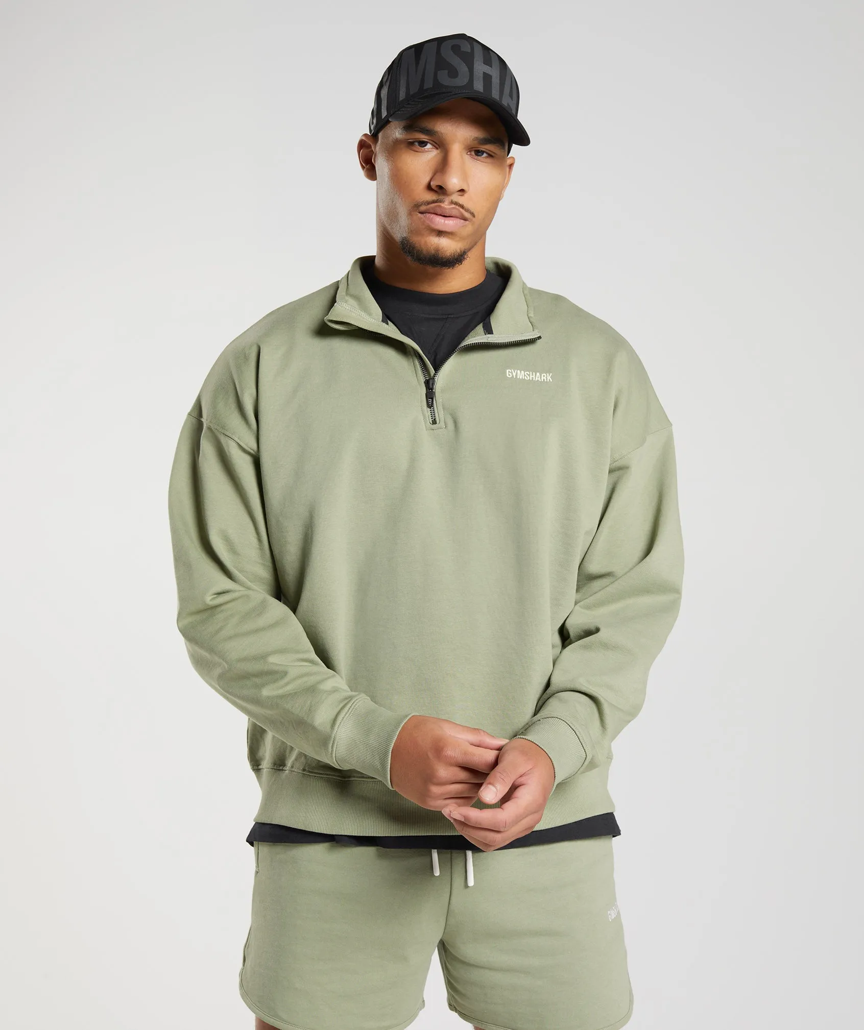 Gymshark Rest Day Sweats 1/4 Zip - Sage Green sold by Gymshark product image thumbnail 2