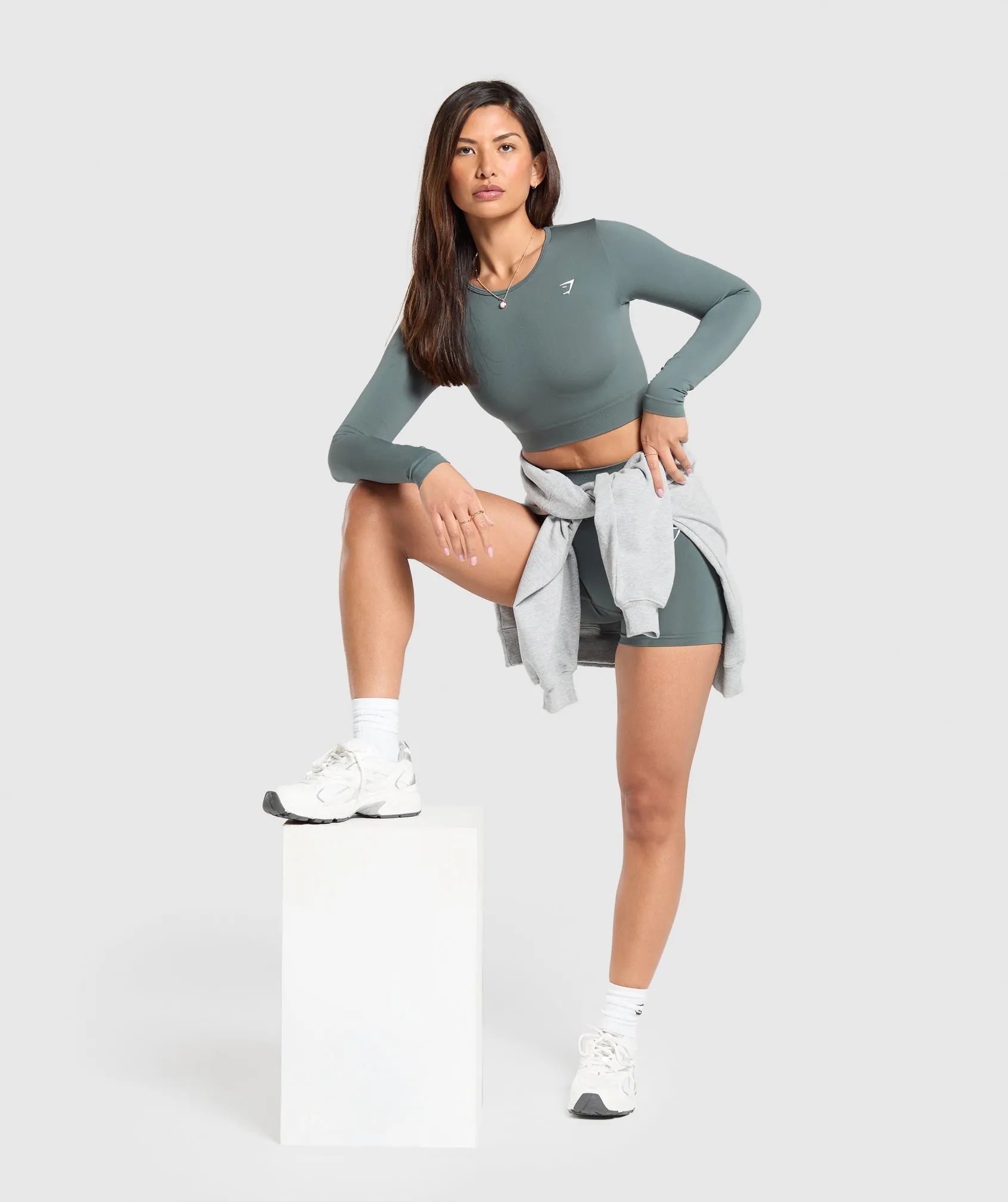 Gymshark Everyday Seamless Long Sleeve Crop Top - Teal sold by Gymshark product image thumbnail 4