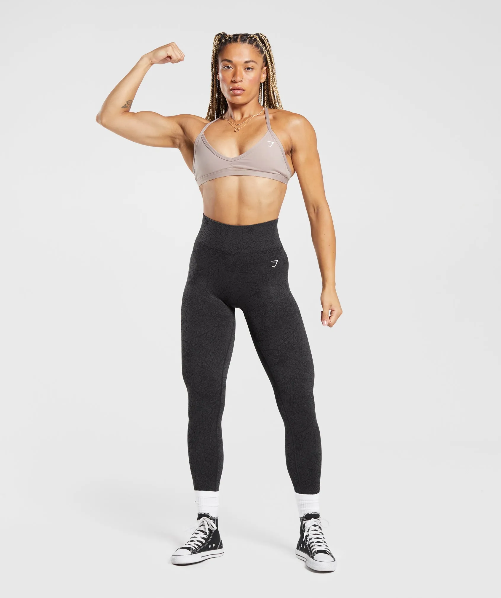 Gymshark Adapt Pattern Seamless Leggings - Black/Graphite Grey sold by Gymshark product image thumbnail 4