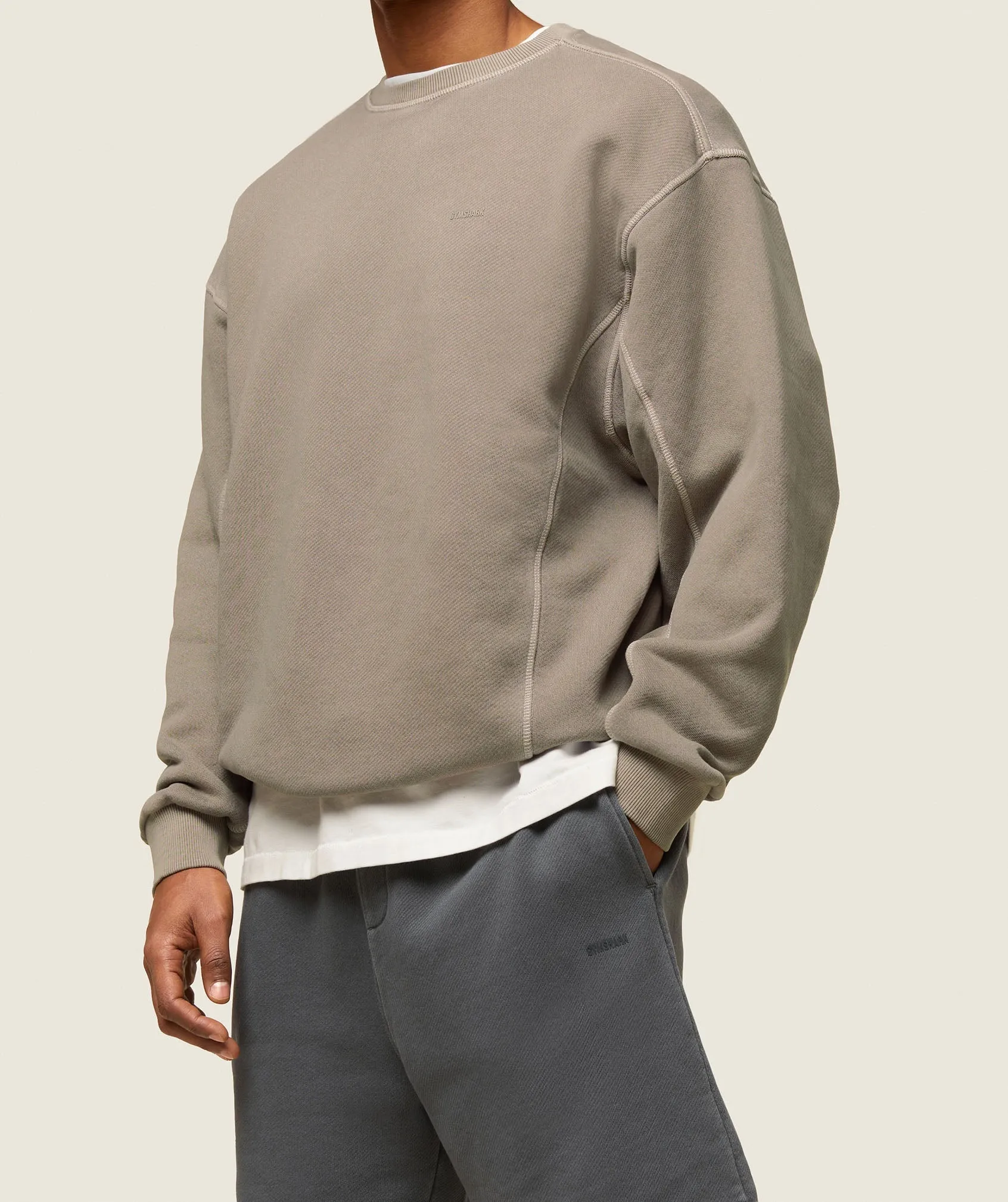 Gymshark everywear Relaxed Stitch Sweatshirt - Linen Brown sold by Gymshark product image thumbnail 4