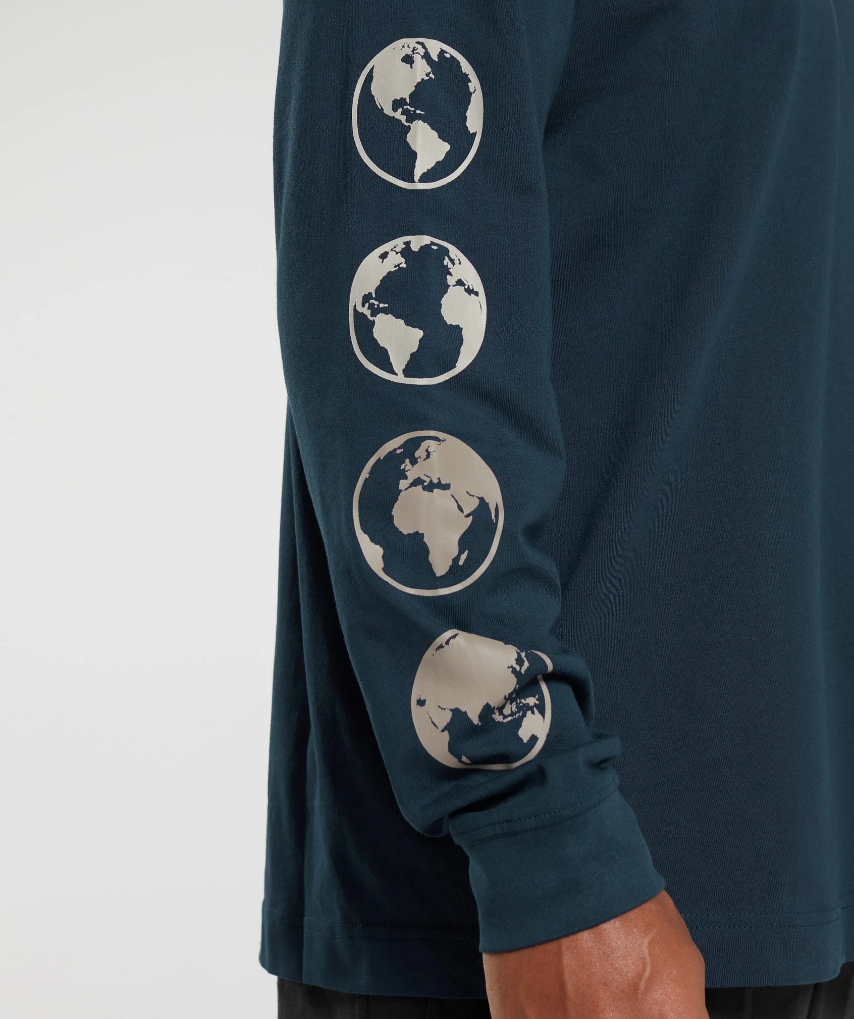 Gymshark Global Graphic Long Sleeve T-Shirt - Navy sold by Gymshark product image thumbnail 5