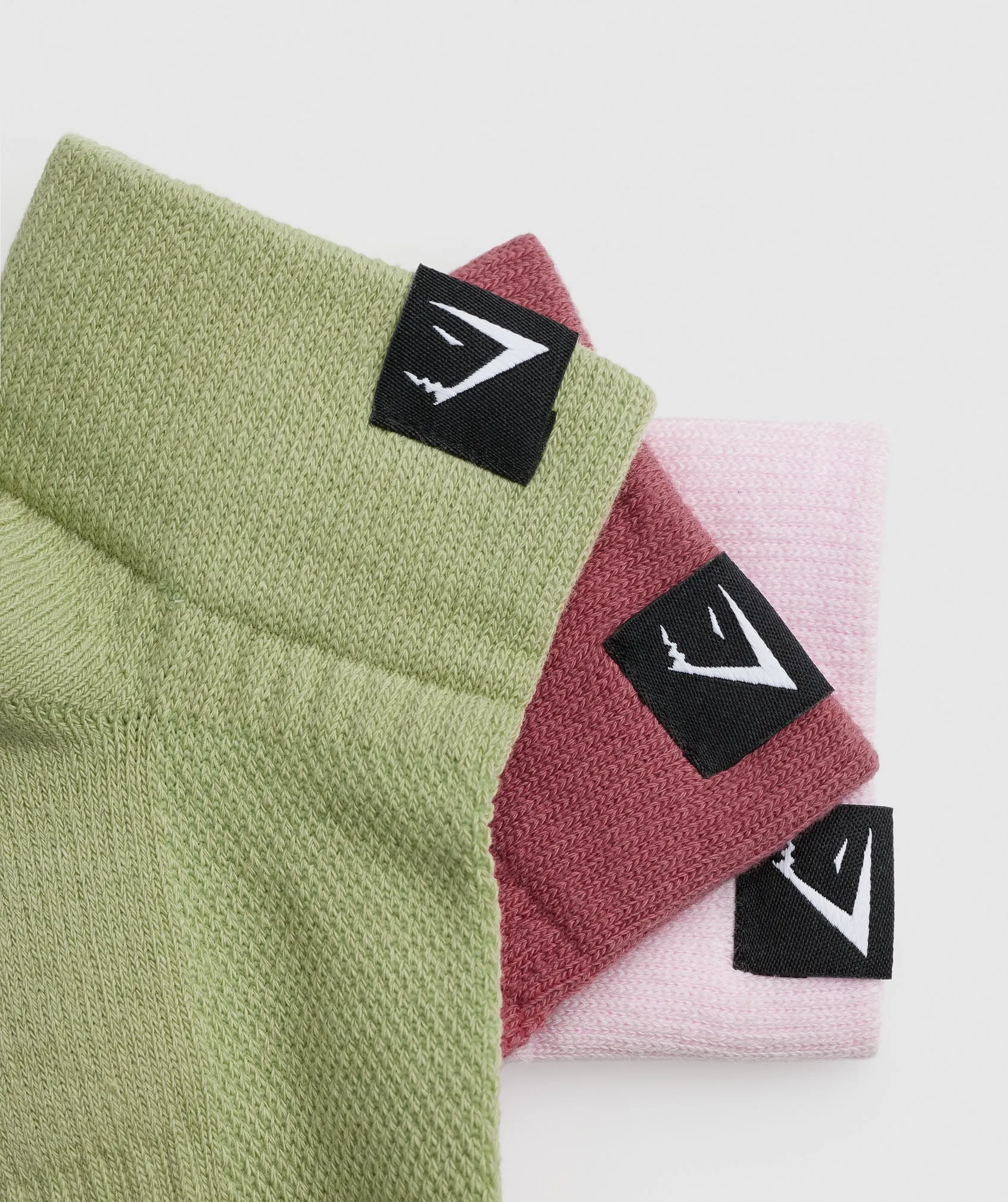 Gymshark Woven Tab Quarter Socks 3pk - Lemonade Pink/Soft Berry/Light Sage Green sold by Gymshark product image thumbnail 2