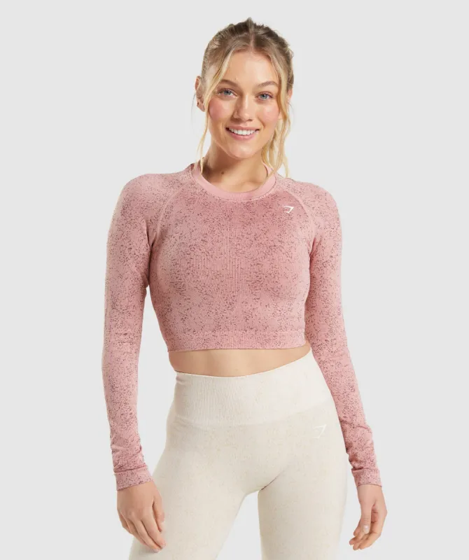 Gymshark Adapt Fleck Seamless Long Sleeve Crop Top - Mineral |  Paige Pink sold by Gymshark