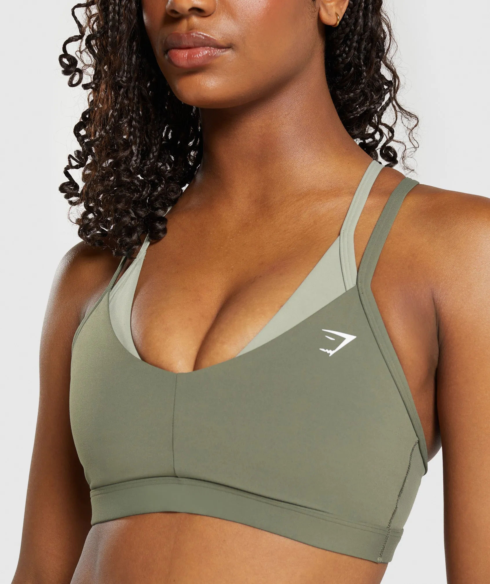 Gymshark Double Up Sports Bra - Base Green/Chalk Green sold by Gymshark product image thumbnail 5