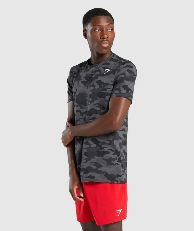 Gymshark Arrival T-Shirt - Black/Grey Camo sold by Gymshark