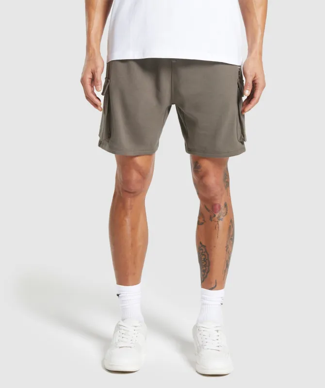 Gymshark Crest Cargo 7" Shorts - Camo Brown sold by Gymshark