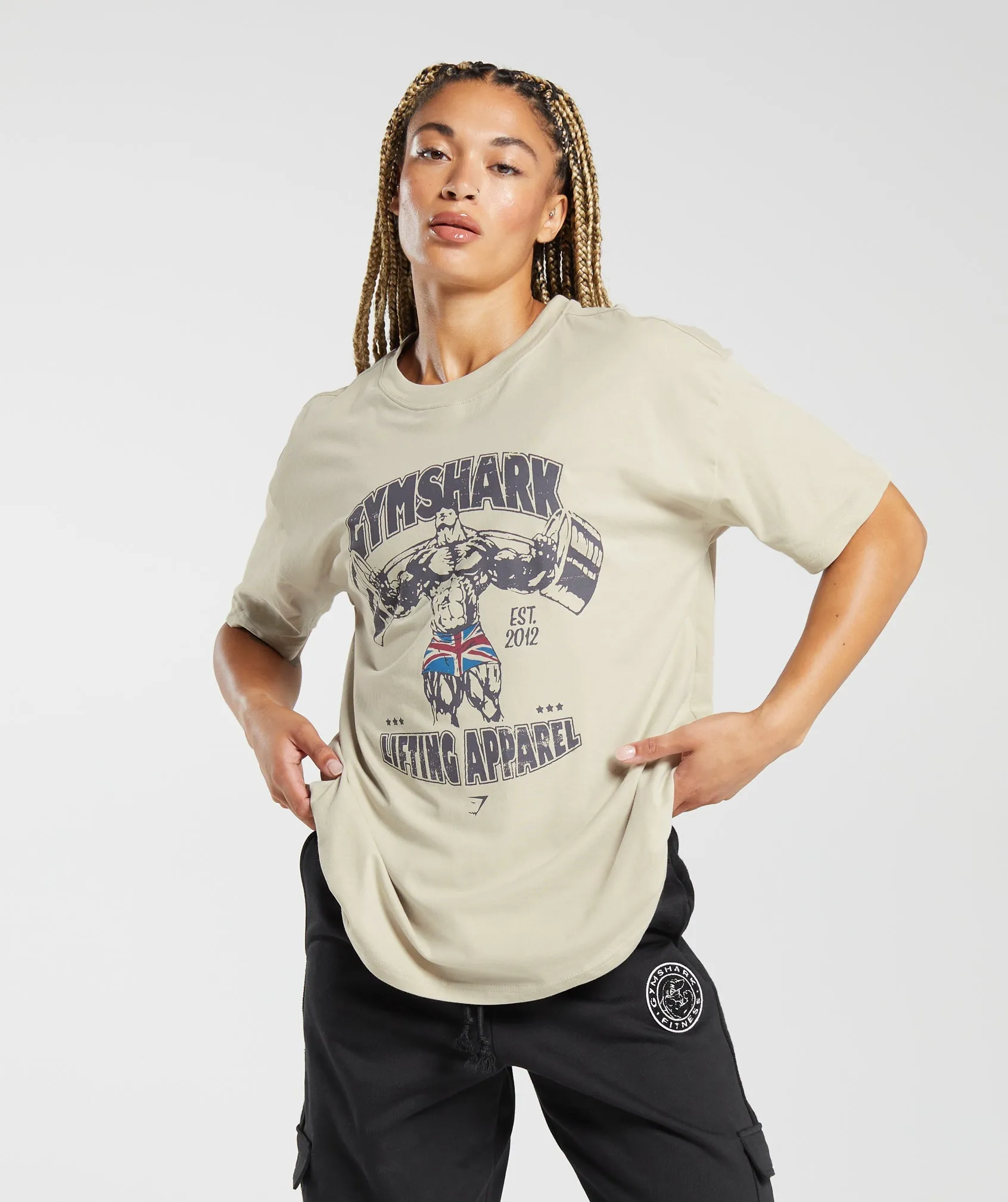 Gymshark Lifting Apparel Oversized T-Shirt - Washed Stone Brown sold by Gymshark