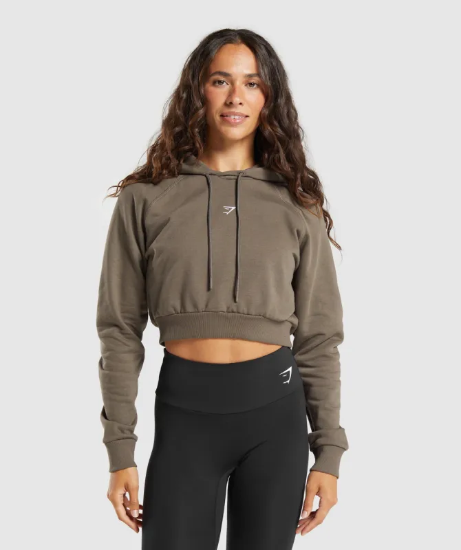 Gymshark Training Fleece Cropped Hoodie - Camo Brown made by Gymshark