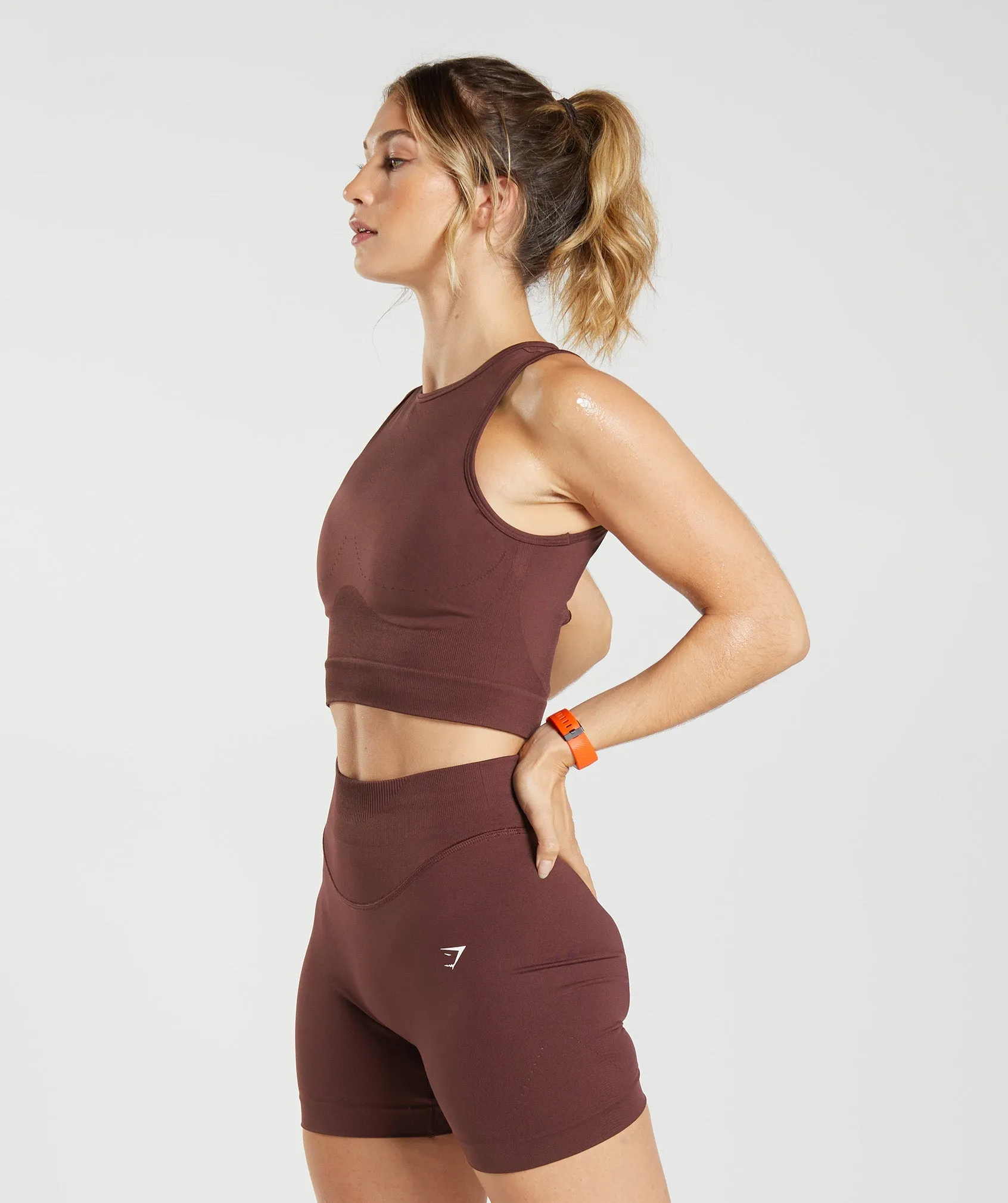 Gymshark Sweat Seamless Midi Tank - Baked Maroon sold by Gymshark product image thumbnail 3