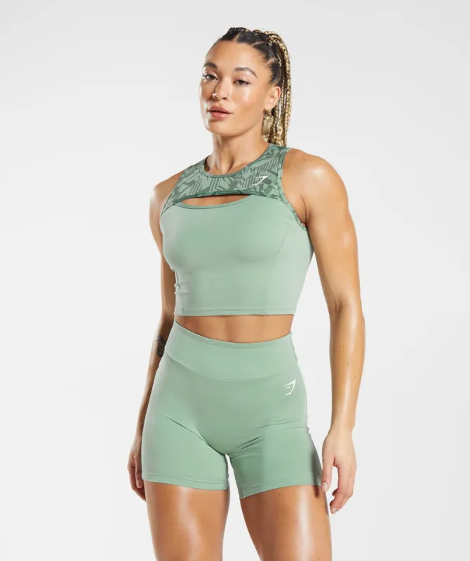 GS Power Crop Tank - Willow Green/Desert Sage Green sold by Gymshark