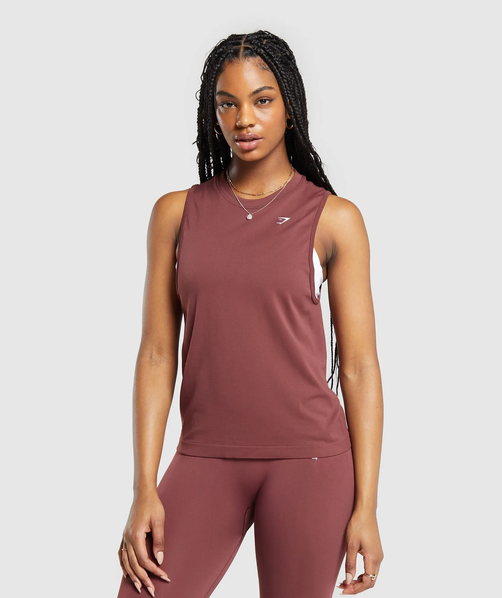 Gymshark Everyday Seamless Tank - Burgundy Brown sold by Gymshark
