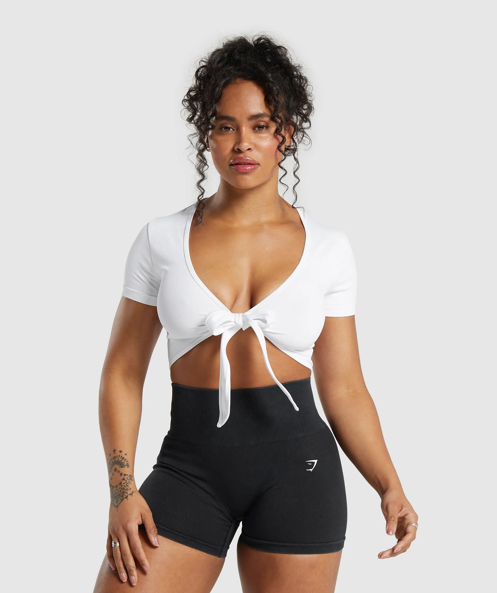 Gymshark Gains Seamless Fitted Crop Top - White sold by Gymshark