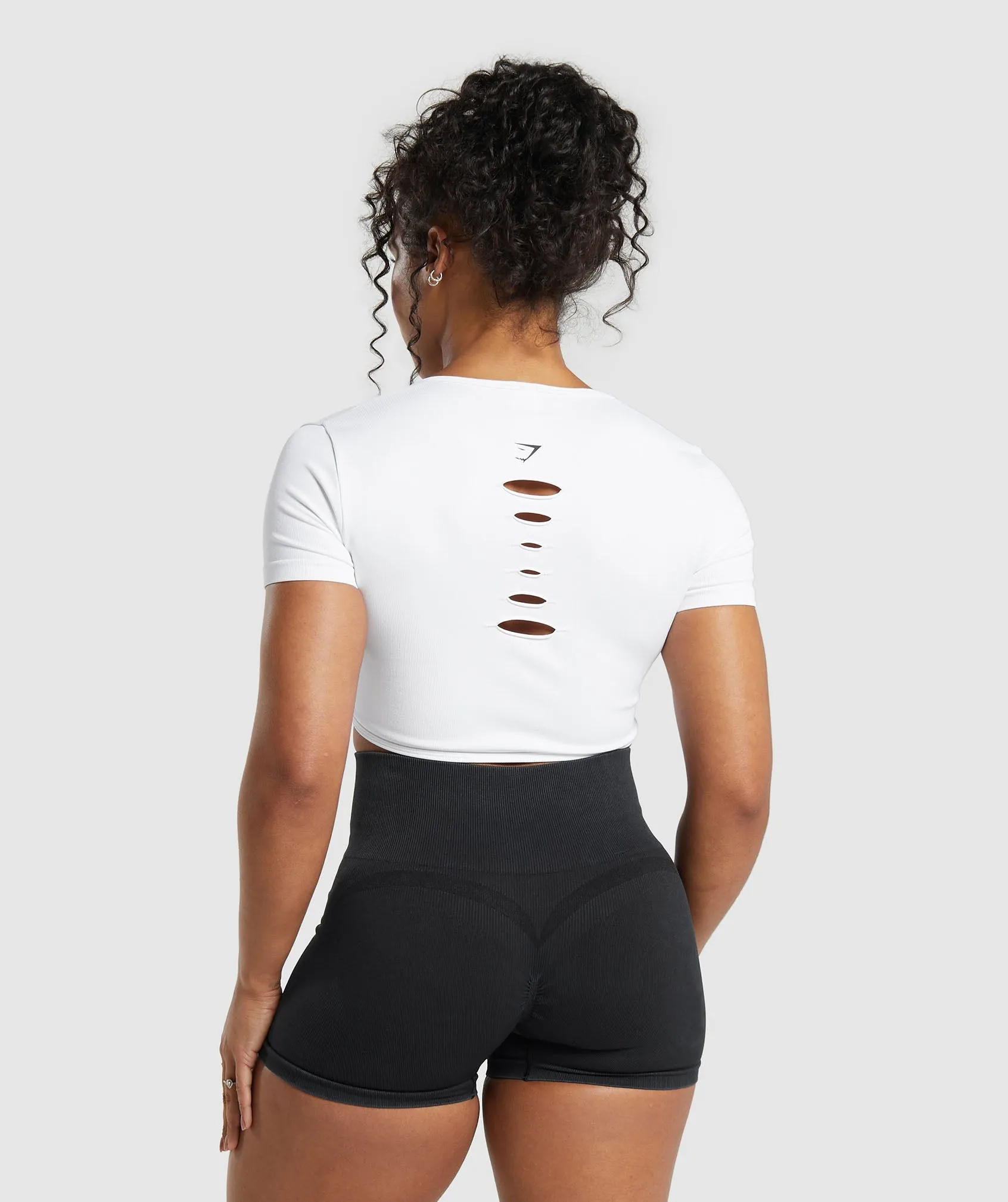 Gymshark Gains Seamless Fitted Crop Top - White sold by Gymshark product image thumbnail 2