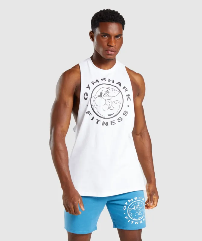 Gymshark Legacy Drop Arm Tank - White sold by Gymshark