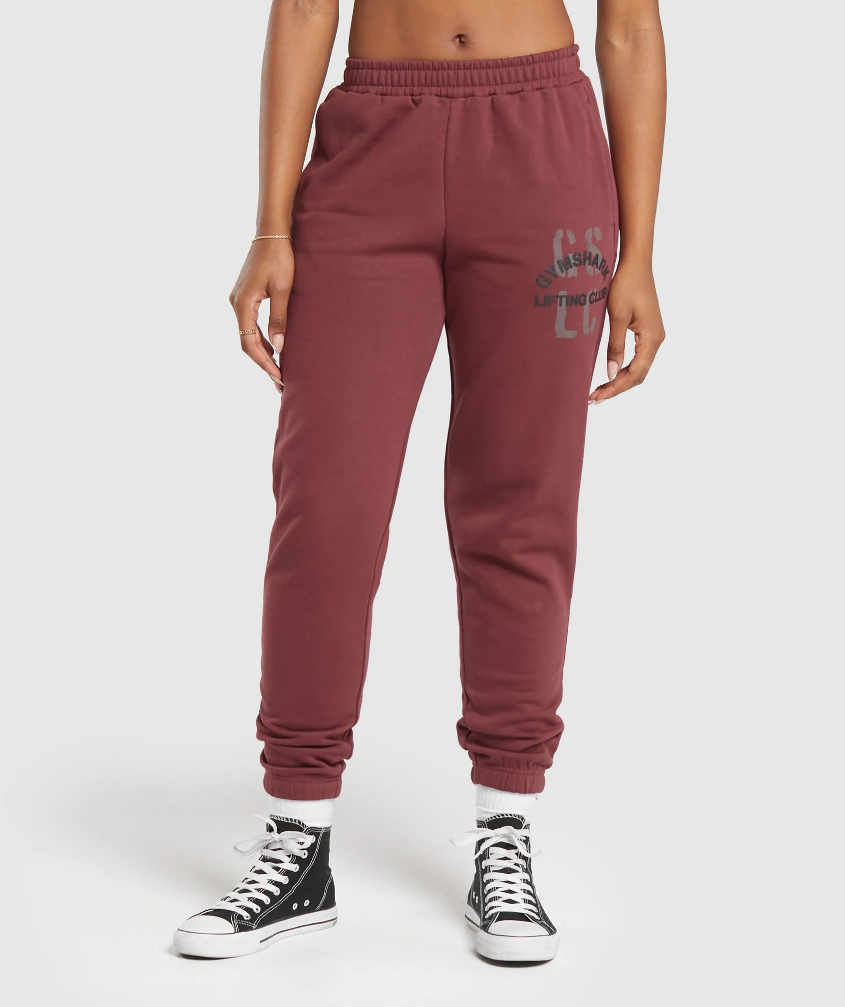 Gymshark Built Graphic Joggers - Washed Burgundy sold by Gymshark