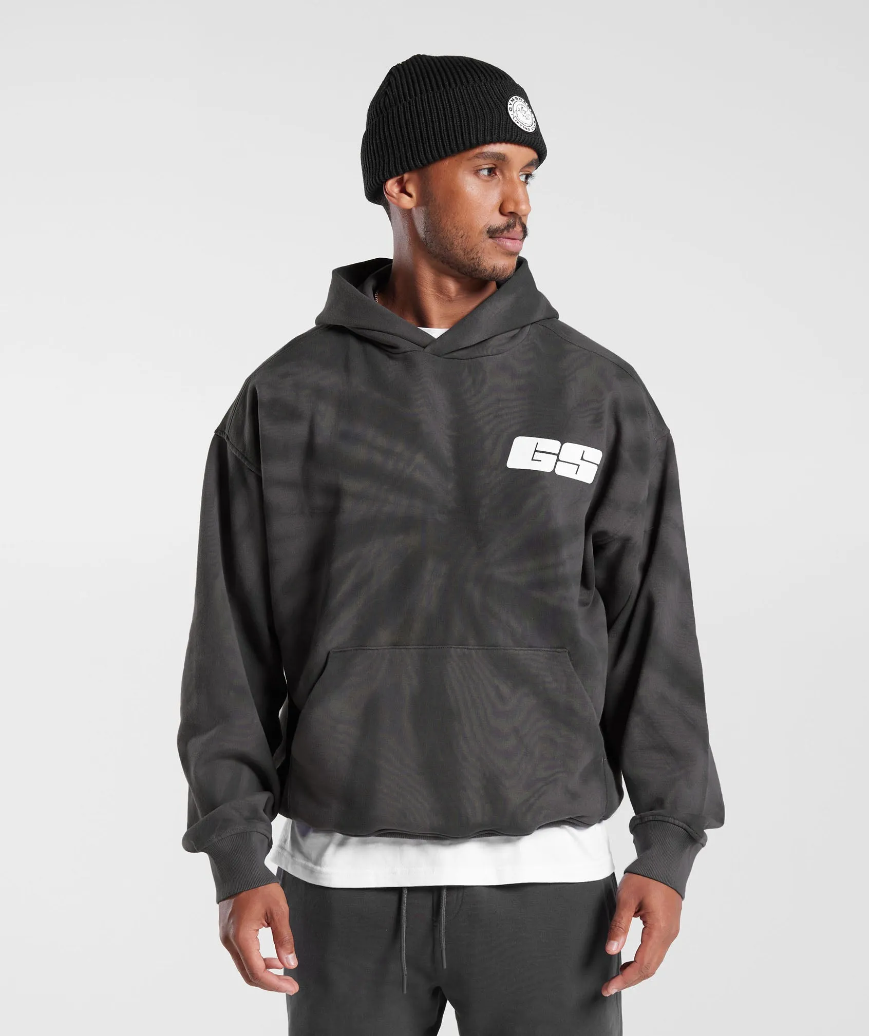 Gymshark Rest Day Hoodie - Silhouette Grey/Black/Spiral Optic Wash sold by Gymshark