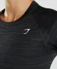 Gymshark Adapt Marl Seamless Long Sleeve Crop Top - Black/Smokey Grey sold by Gymshark