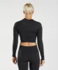 Gymshark Adapt Marl Seamless Long Sleeve Crop Top - Black/Smokey Grey sold by Gymshark