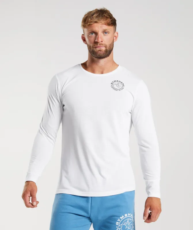 Gymshark Legacy Long Sleeve T-Shirt - White sold by Gymshark
