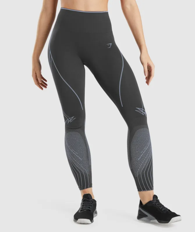 Gymshark Apex Seamless High Rise Leggings - Onyx Grey/Lavender Blue sold by Gymshark