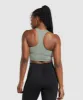 Gymshark Marl Racer Shelf Crop Tank - Unit Green/Undyed Marl sold by Gymshark