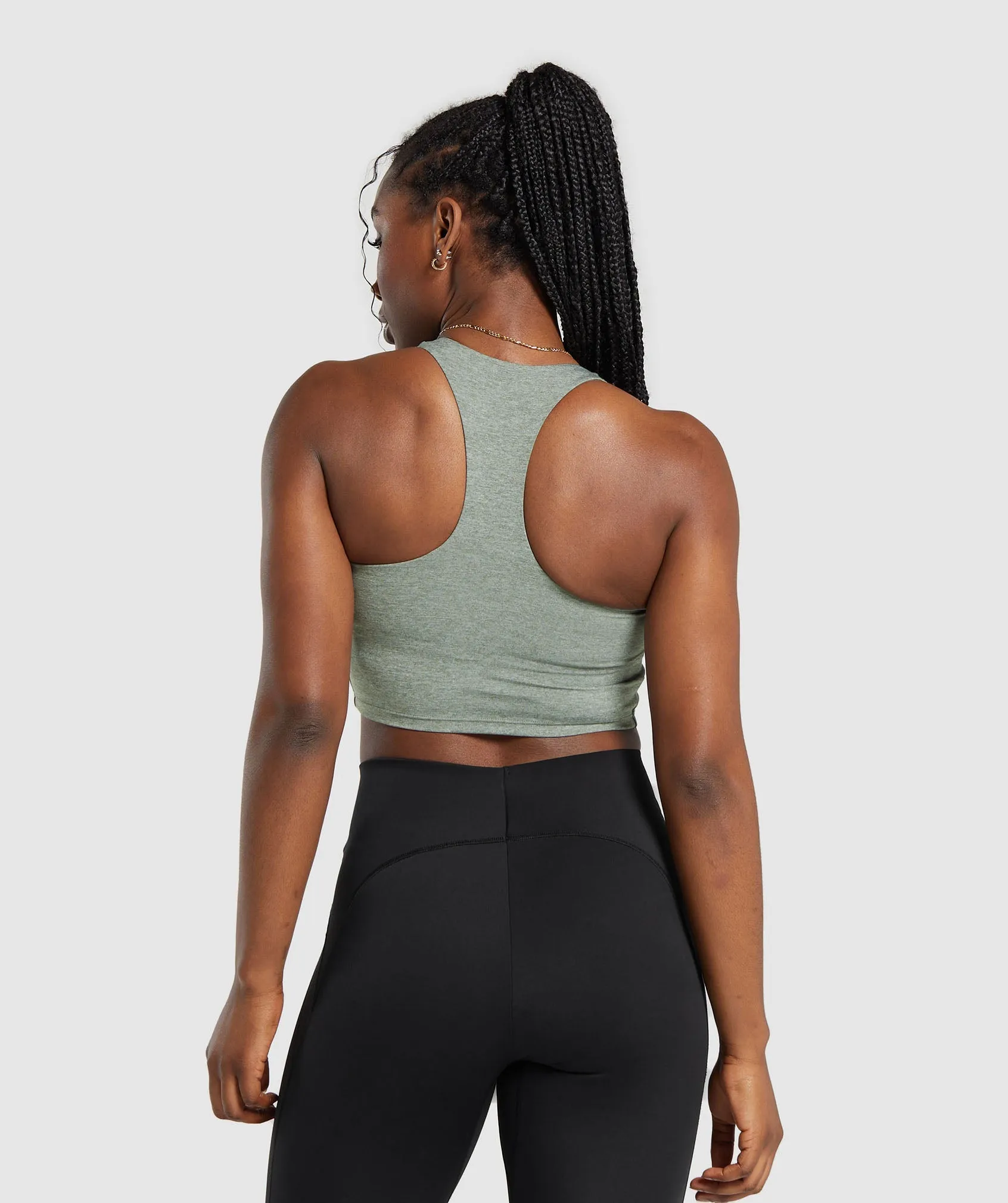 Gymshark Marl Racer Shelf Crop Tank - Unit Green/Undyed Marl sold by Gymshark product image thumbnail 2