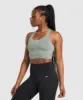 Gymshark Marl Racer Shelf Crop Tank - Unit Green/Undyed Marl sold by Gymshark