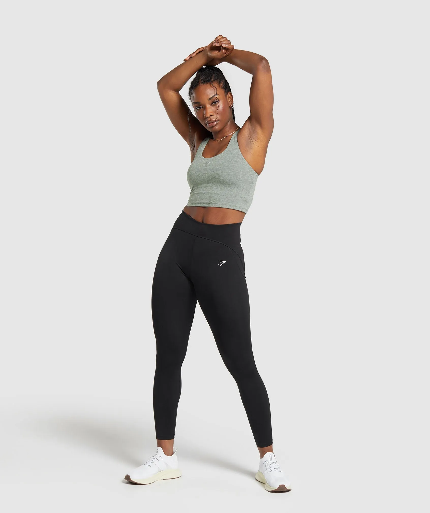 Gymshark Marl Racer Shelf Crop Tank - Unit Green/Undyed Marl sold by Gymshark product image thumbnail 4