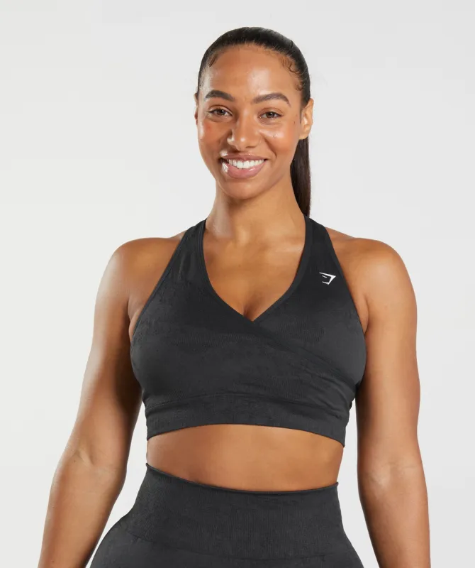 Gymshark Adapt Camo Seamless Sports Bra - Black/Onyx Grey sold by Gymshark