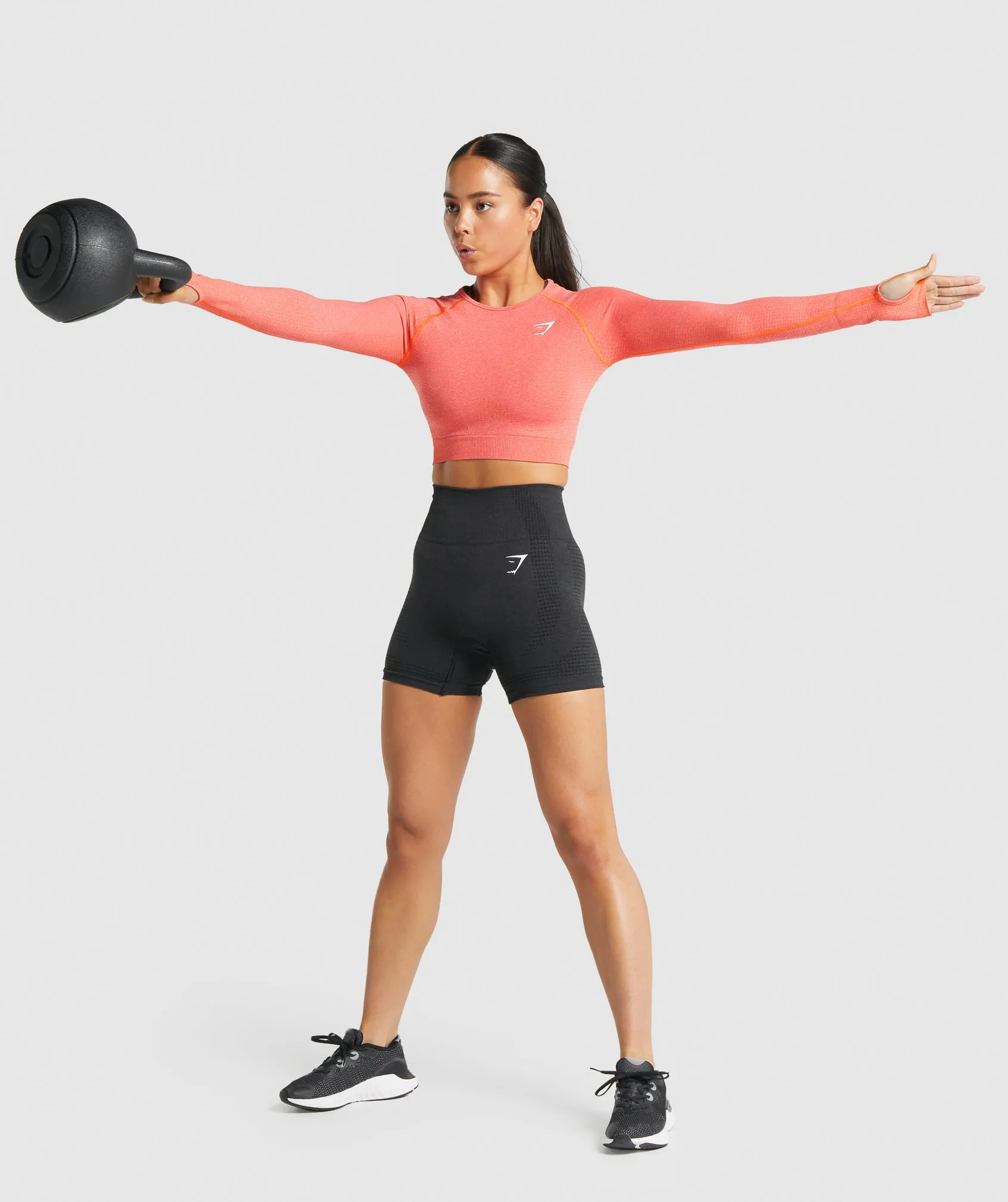 Gymshark Vital Seamless 2.0 Long Sleeve Crop Top - Orange Marl sold by Gymshark product image thumbnail 4