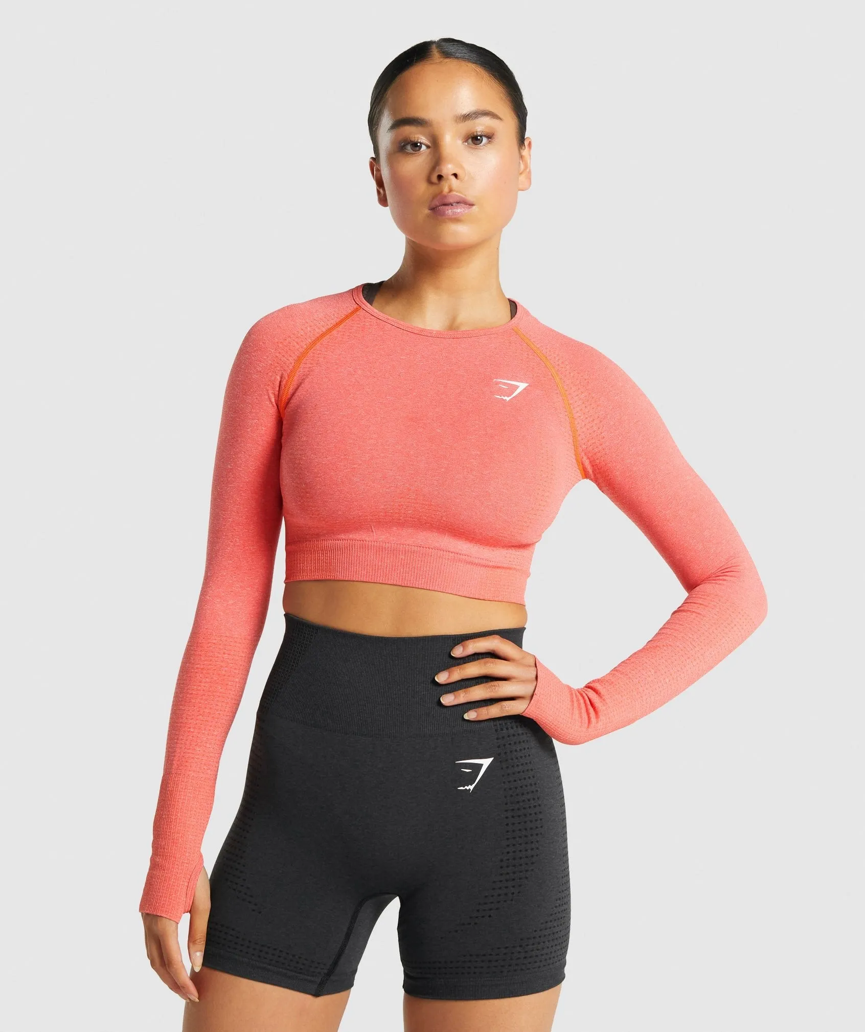 Gymshark Vital Seamless 2.0 Long Sleeve Crop Top - Orange Marl sold by Gymshark