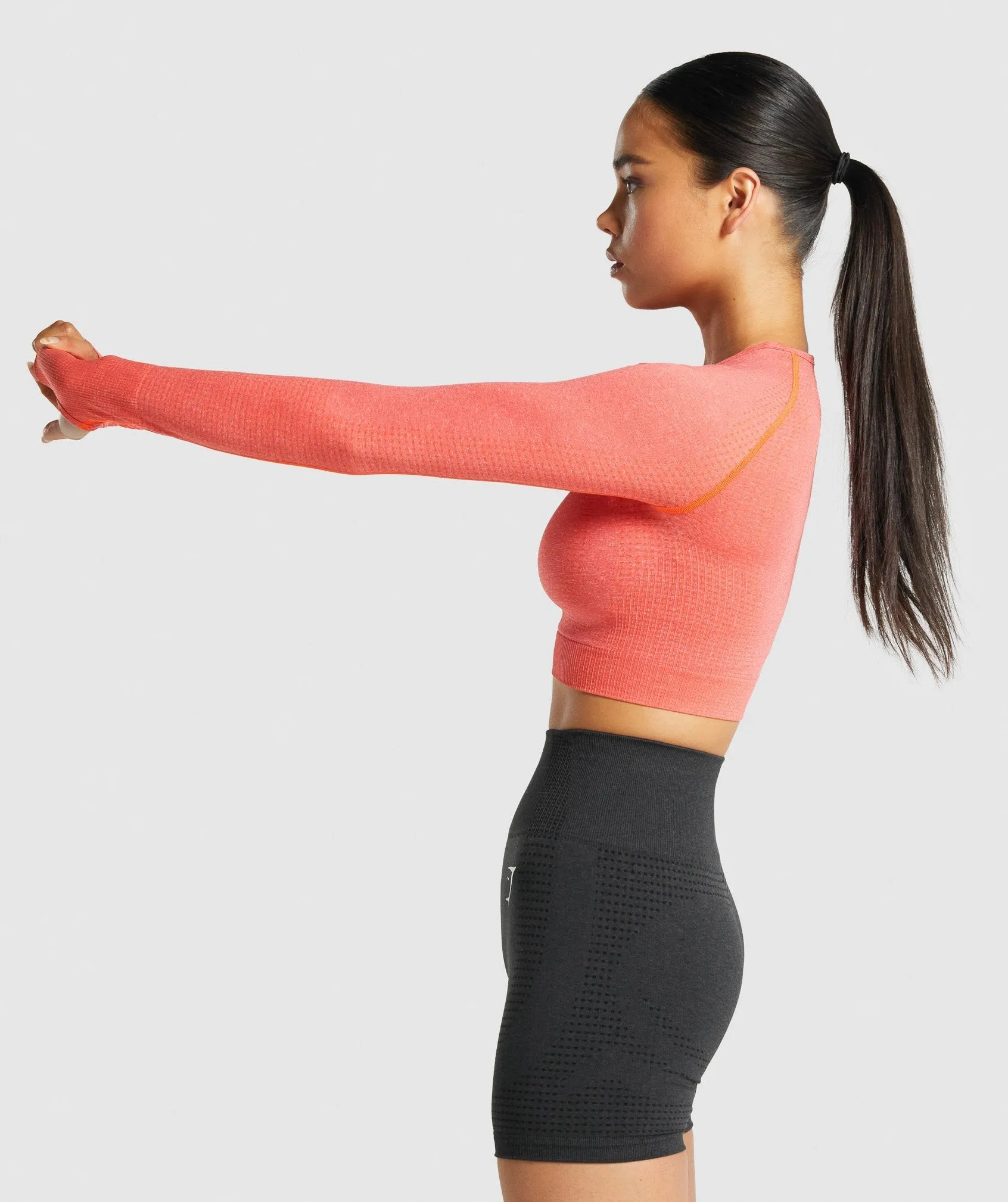 Gymshark Vital Seamless 2.0 Long Sleeve Crop Top - Orange Marl sold by Gymshark product image thumbnail 3