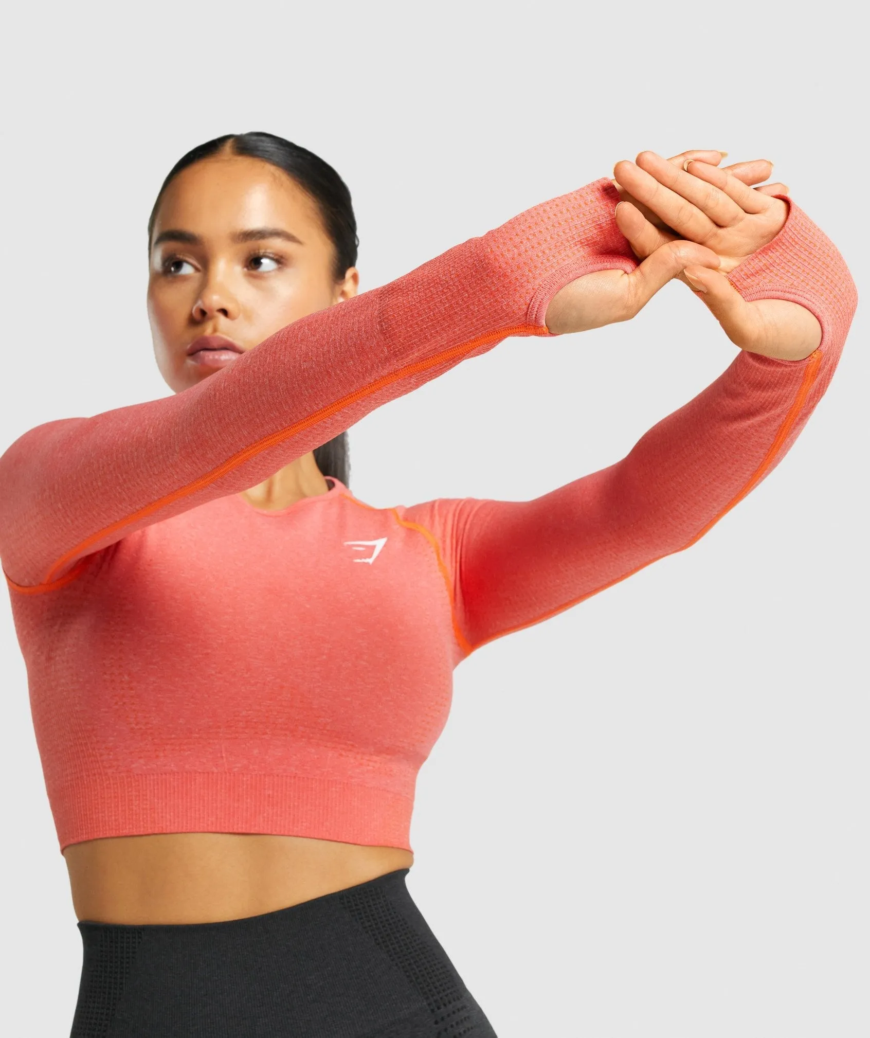 Gymshark Vital Seamless 2.0 Long Sleeve Crop Top - Orange Marl sold by Gymshark product image thumbnail 5