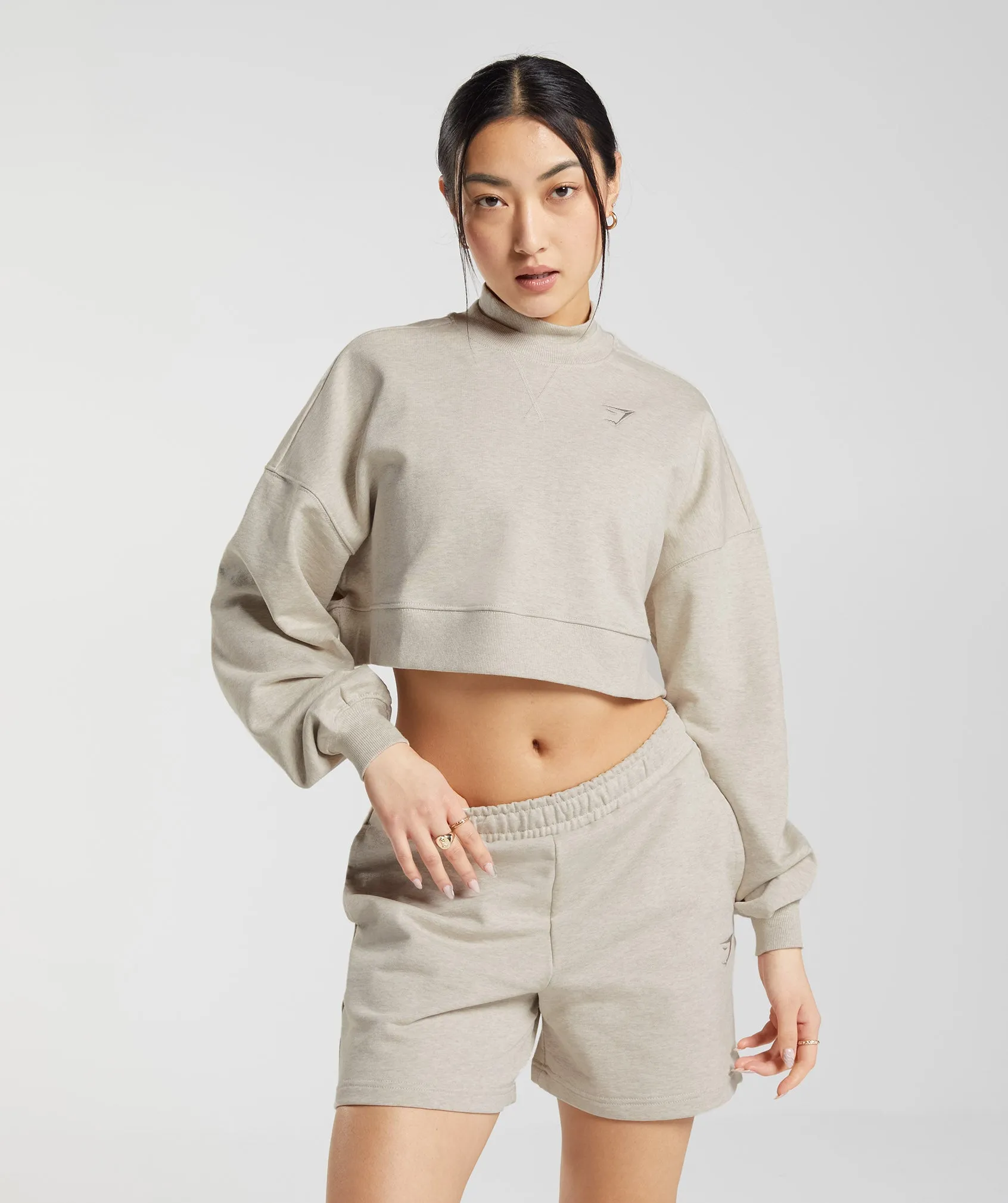 Gymshark Rest Day Sweats Cropped Pullover - Sand Marl sold by Gymshark product image thumbnail 2