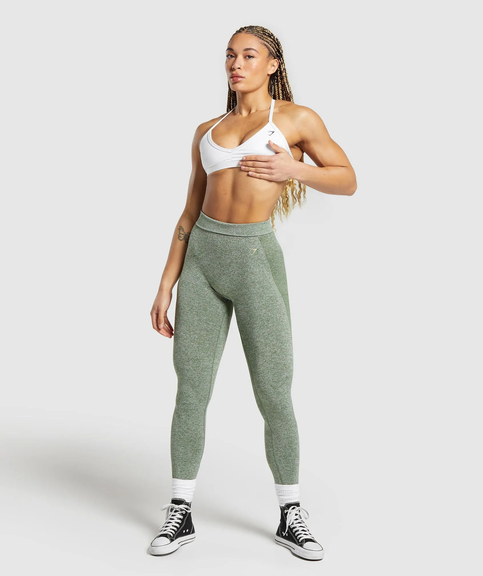 Gymshark Flex High Waisted Leggings - Force Green/Vanilla Beige sold by Gymshark product image thumbnail 4