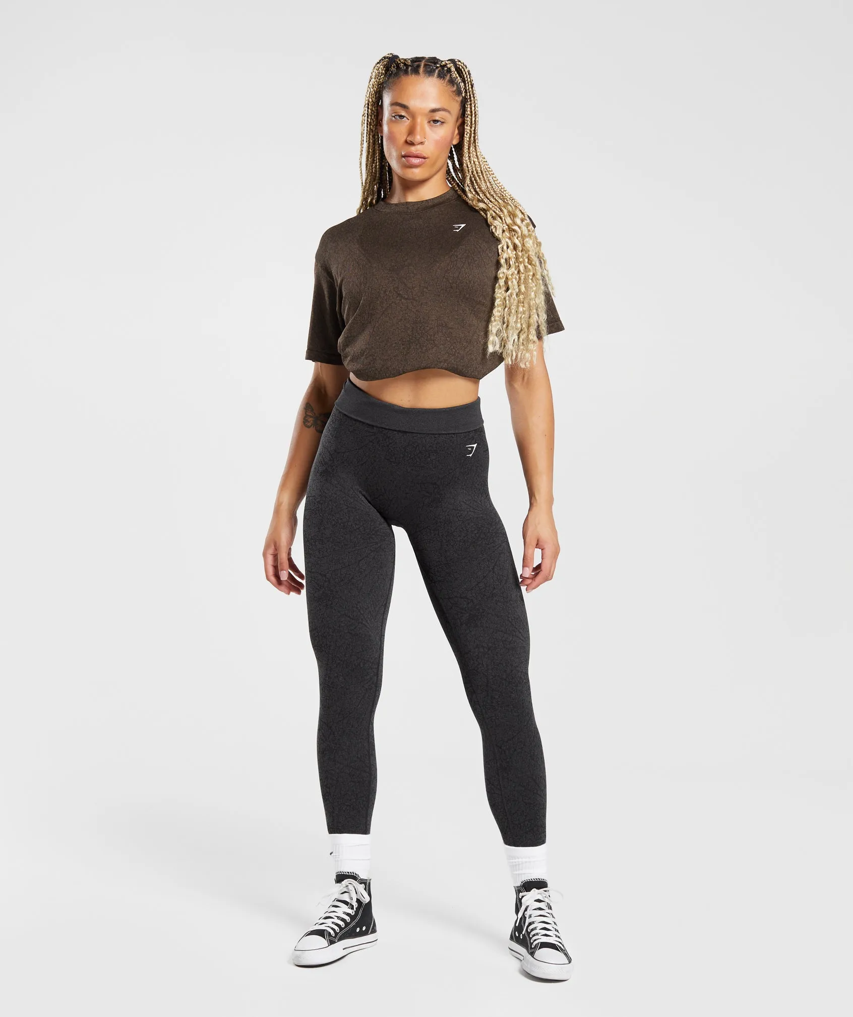 Gymshark Adapt Pattern Seamless Loose Top - Woodland Brown/Soul Brown sold by Gymshark product image thumbnail 4