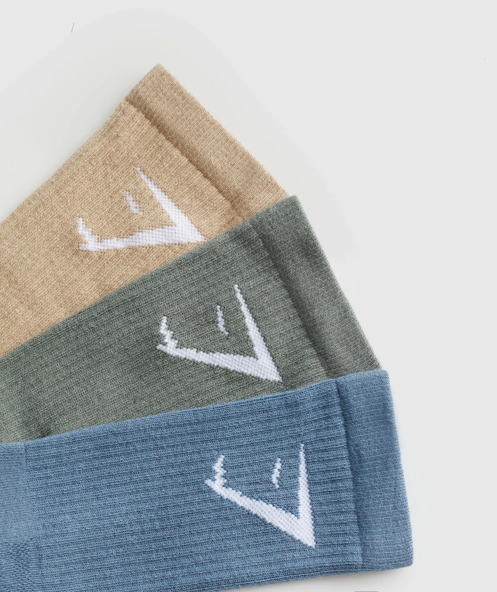 Gymshark Crew Socks 3pk - Vanilla Beige/Unit Green/Faded Blue sold by Gymshark product image thumbnail 2