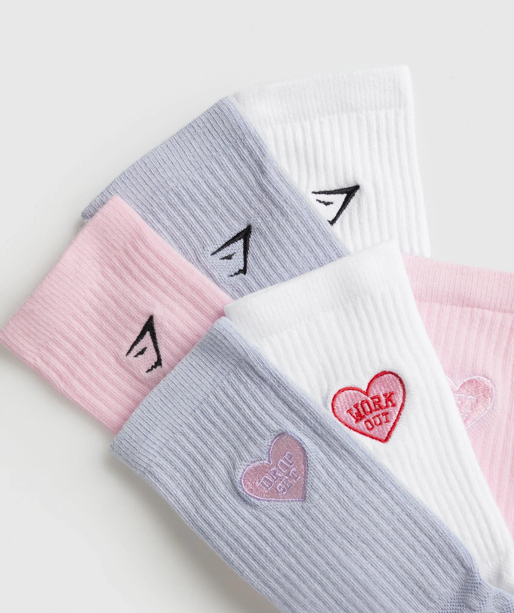 Gymshark GFX 3pk Crew Socks - White/Silver Lilac/Dolly Pink sold by Gymshark product image thumbnail 2