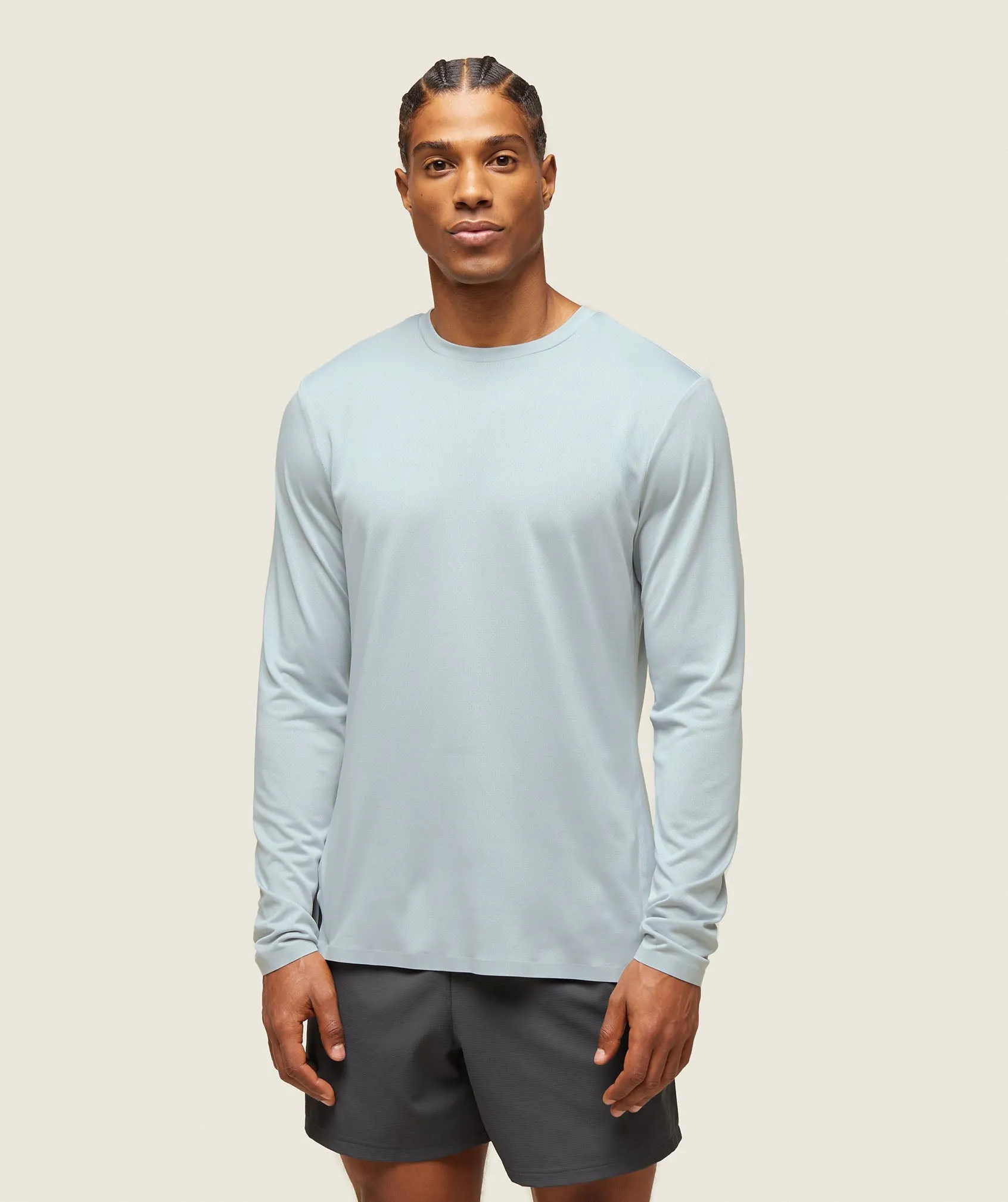 Gymshark everywear Tech Long Sleeve Tee - Ice Grey sold by Gymshark