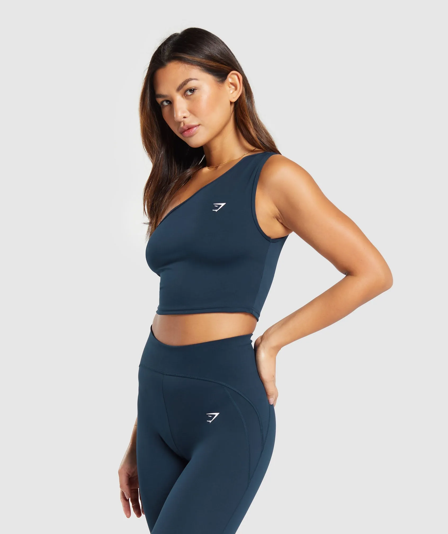 Gymshark Everyday One Shoulder Ruched Tank - Navy sold by Gymshark product image thumbnail 3