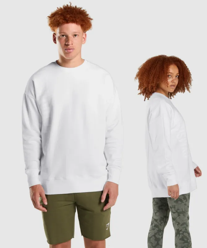 Gymshark Reset Unisex Crew Sweatshirt - White sold by Gymshark