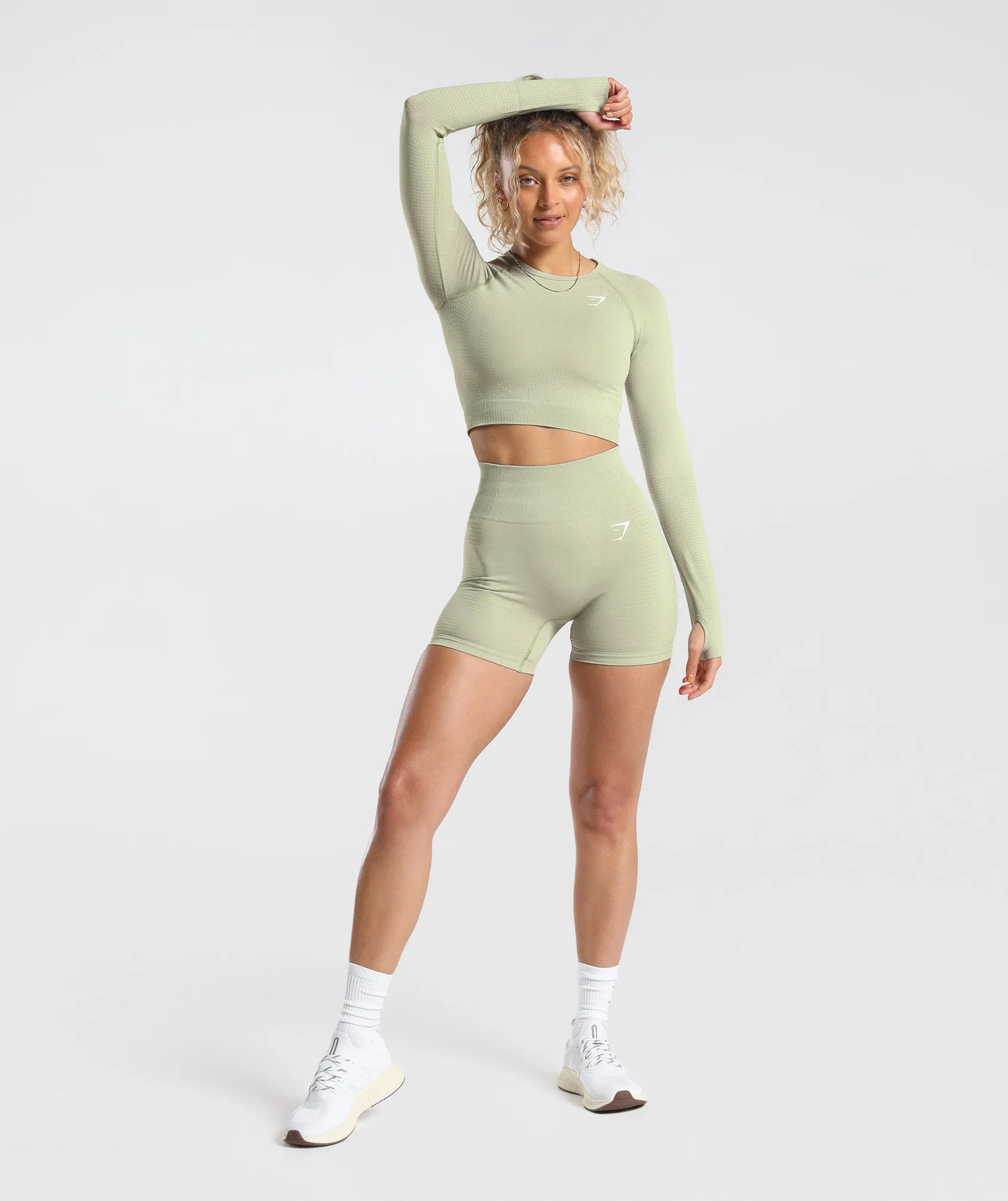 Gymshark Vital Seamless 2.0 Crop Top - Light Sage Green Marl sold by Gymshark product image thumbnail 4