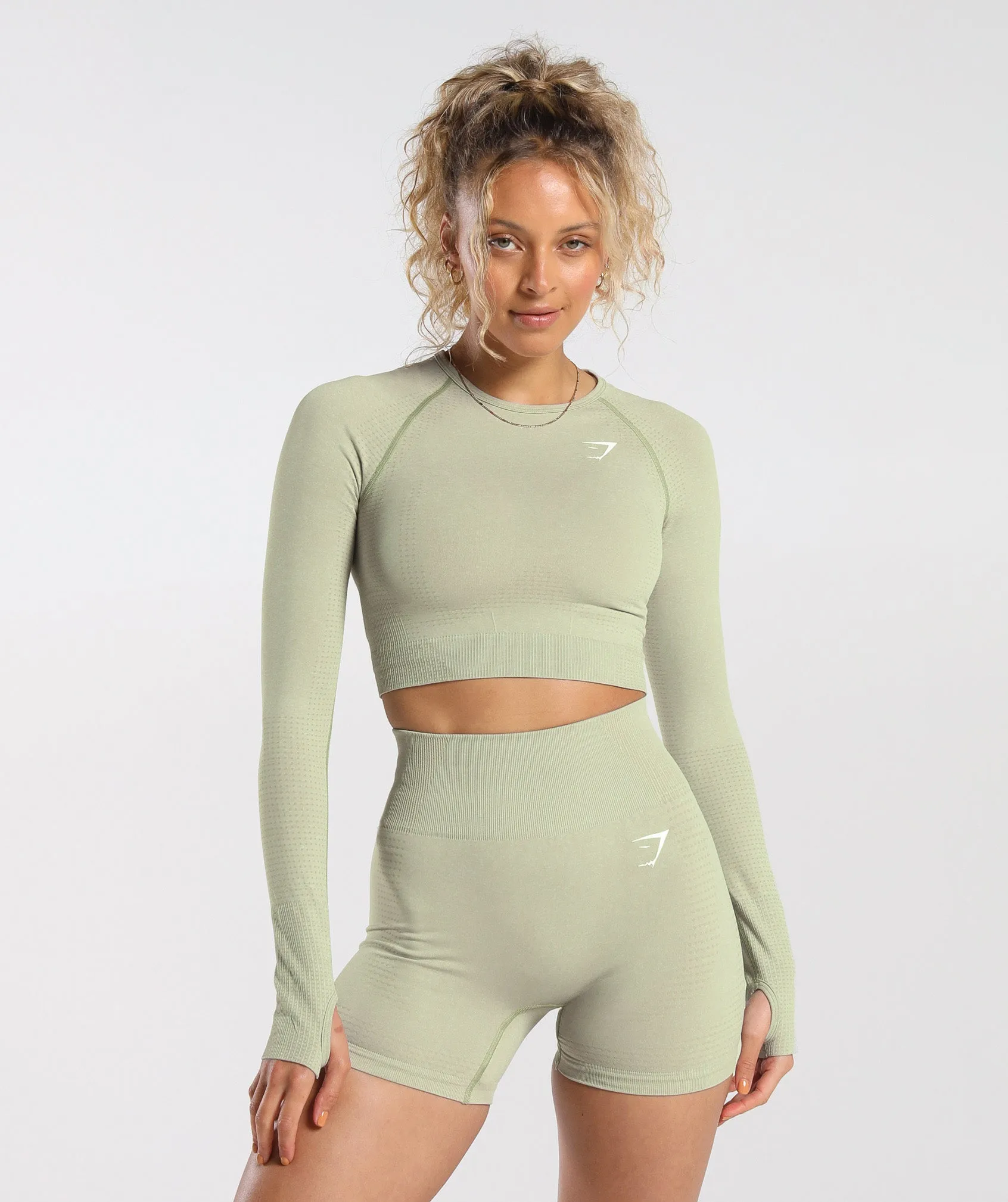 Gymshark Vital Seamless 2.0 Crop Top - Light Sage Green Marl sold by Gymshark