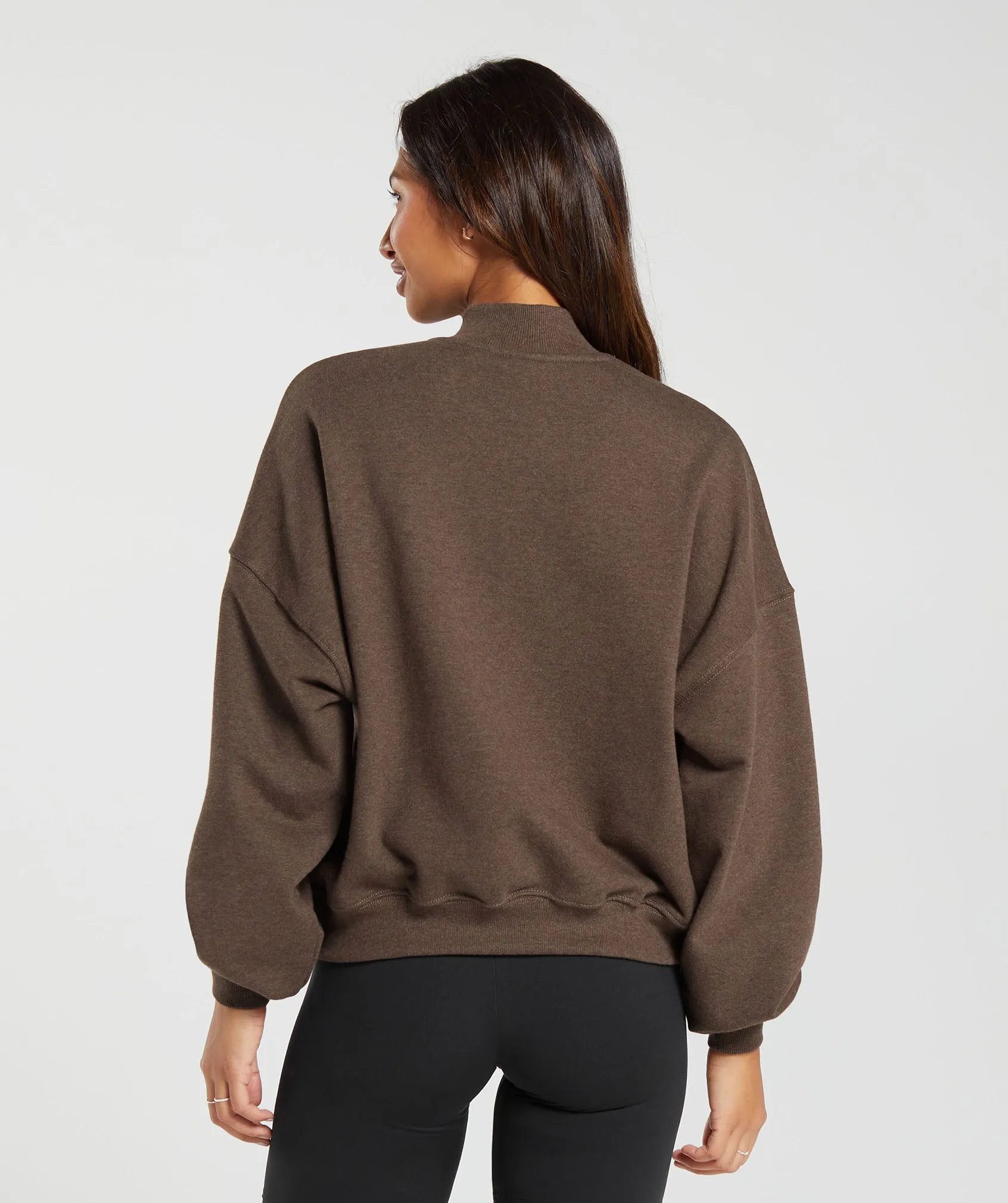 Gymshark Rest Day Sweats 1/2 Zip Pullover - Cozy Brown Marl sold by Gymshark product image thumbnail 2