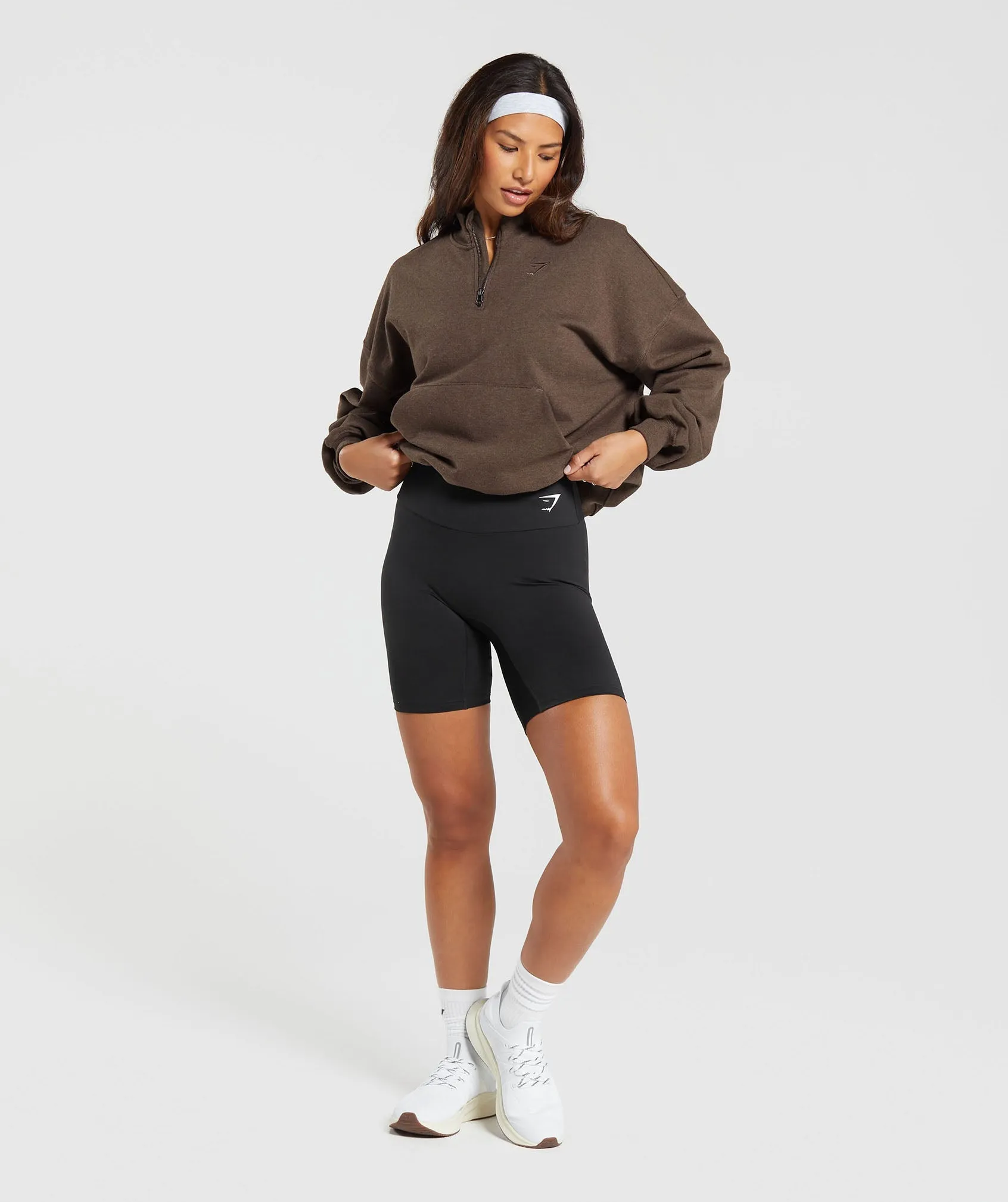 Gymshark Rest Day Sweats 1/2 Zip Pullover - Cozy Brown Marl sold by Gymshark product image thumbnail 4