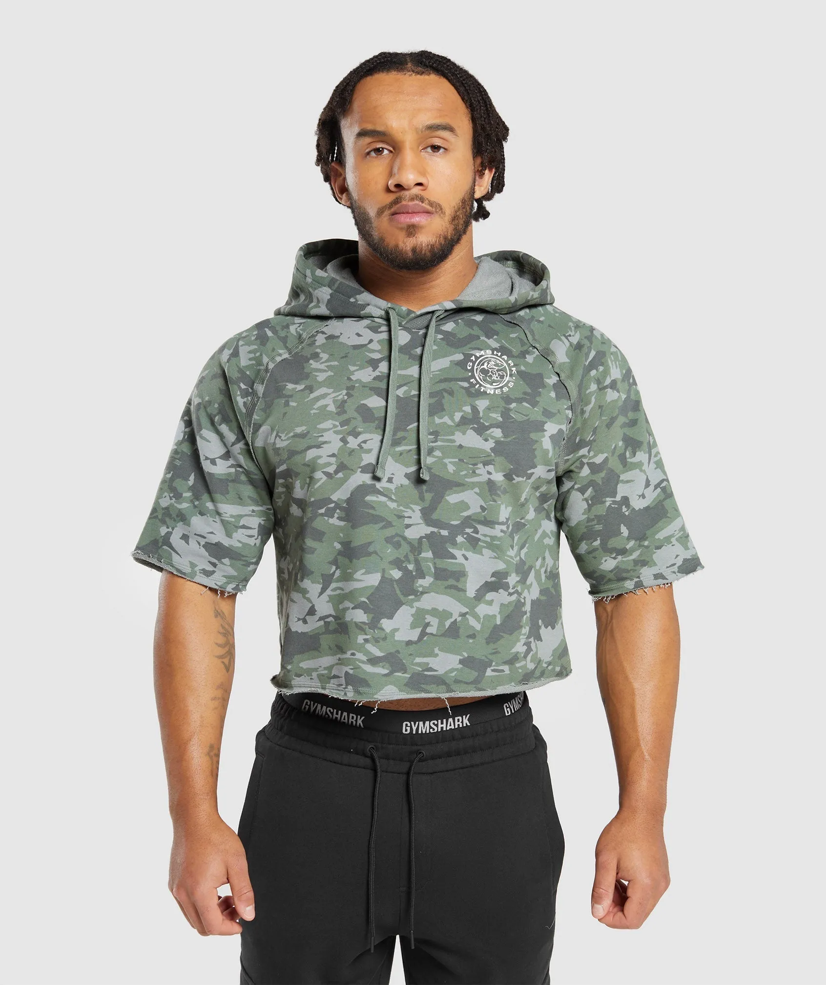 Gymshark Legacy Short Sleeve Crop Hoodie - Unit Green sold by Gymshark