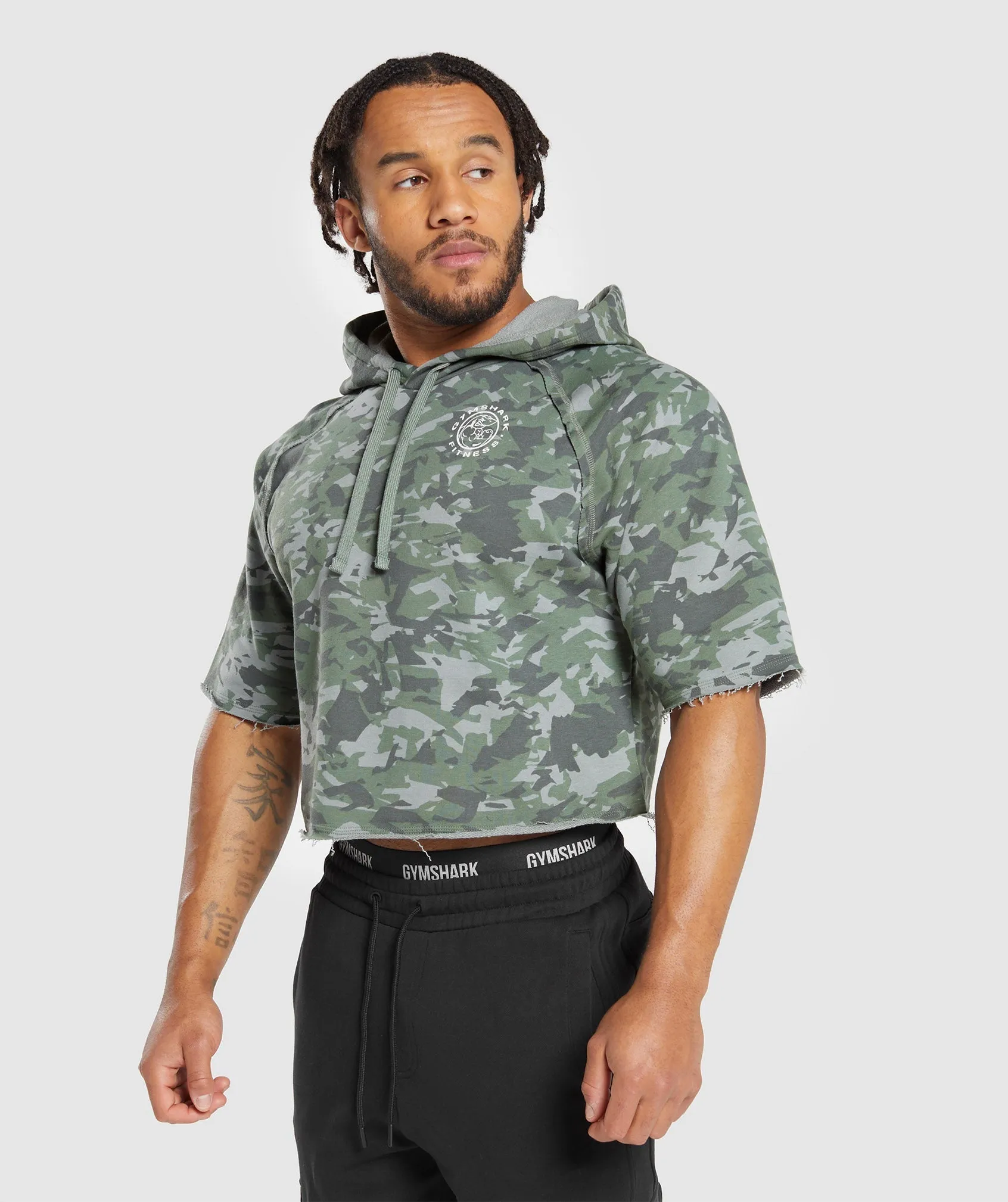 Gymshark Legacy Short Sleeve Crop Hoodie - Unit Green sold by Gymshark product image thumbnail 3