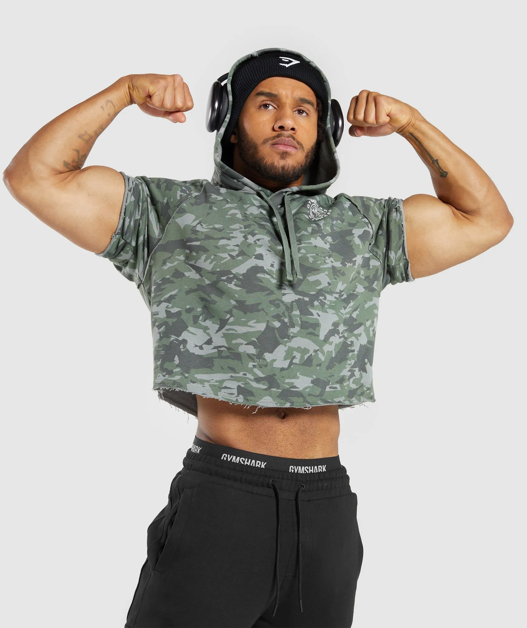Gymshark Legacy Short Sleeve Crop Hoodie - Unit Green sold by Gymshark product image thumbnail 5